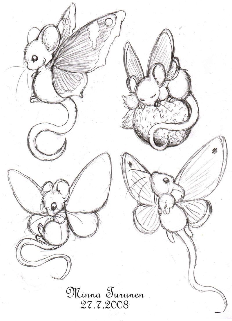 800x1106 Fairy Mouse Sketches - Simple Mouse Drawing