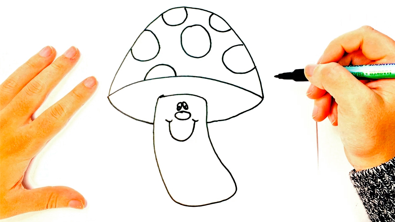 1280x720 How To Draw A Mushroom For Kids Mushroom Easy Draw Tutorial - Simple Mushroom Drawing