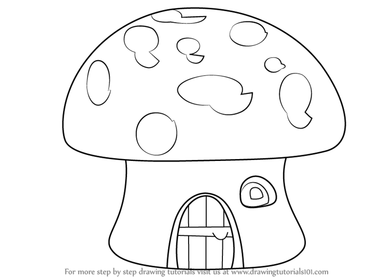 800x566 Learn How To Draw A Mushroom House - Simple Mushroom Drawing