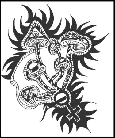 375x450 The Abstract Mushrooms Drawing - Simple Mushroom Drawing