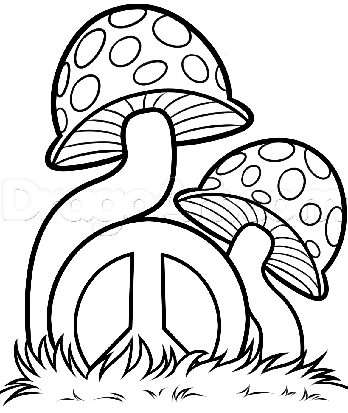 Trippy Coloring Mushroom Pages Drawing Easy Alien Shroom Drawings ...