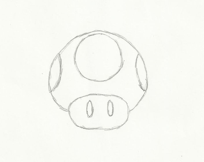 706x560 How To Draw A Mario Mushroom Steps - Simple Mushroom Drawing