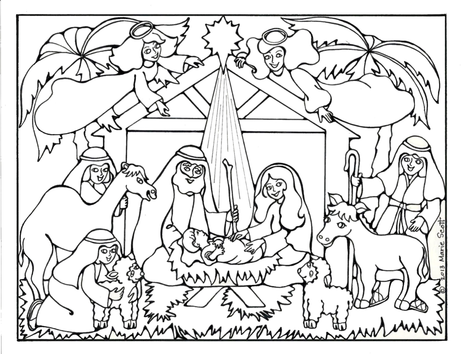 1600x1227 Nativity Scene Coloring Pages Elegant Baby Jesus Manger Book - Simple Nativity Drawings