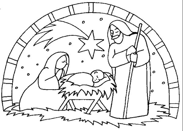 600x430 Simple Nativity Coloring Pages Color Bros - Simple Nativity Drawings