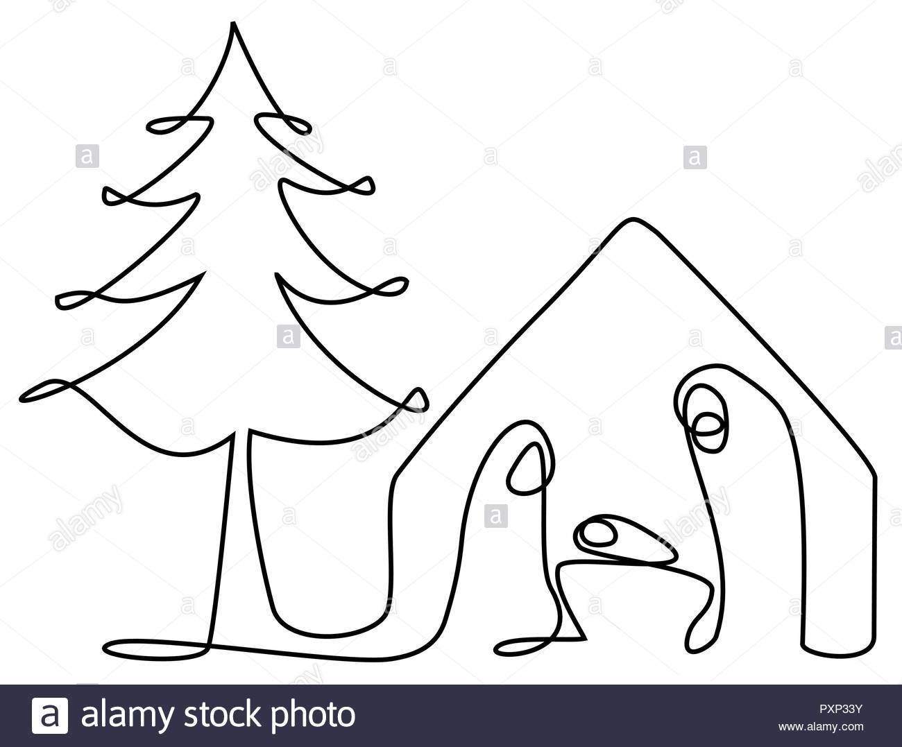 1300x1077 Simple Nativity Scene Drawing - Simple Nativity Drawings