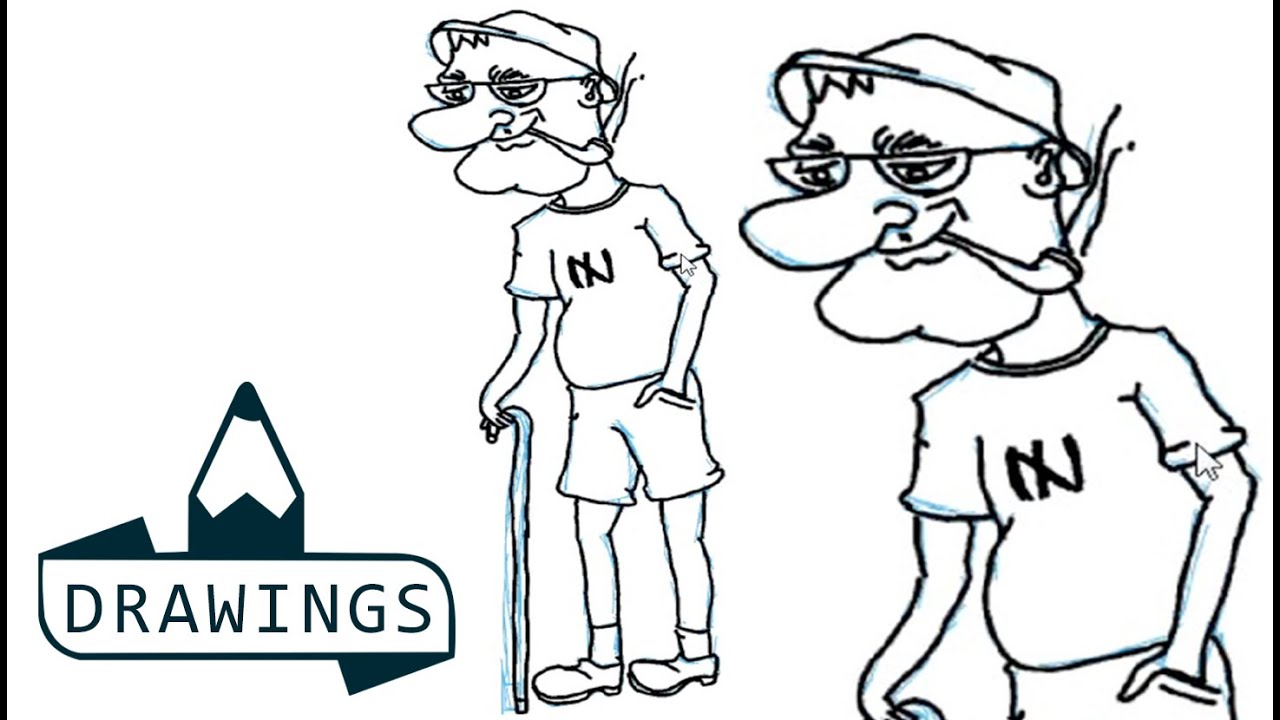 1280x720 Speed Drawing How To Draw A Old Man - Simple Old Man Drawing