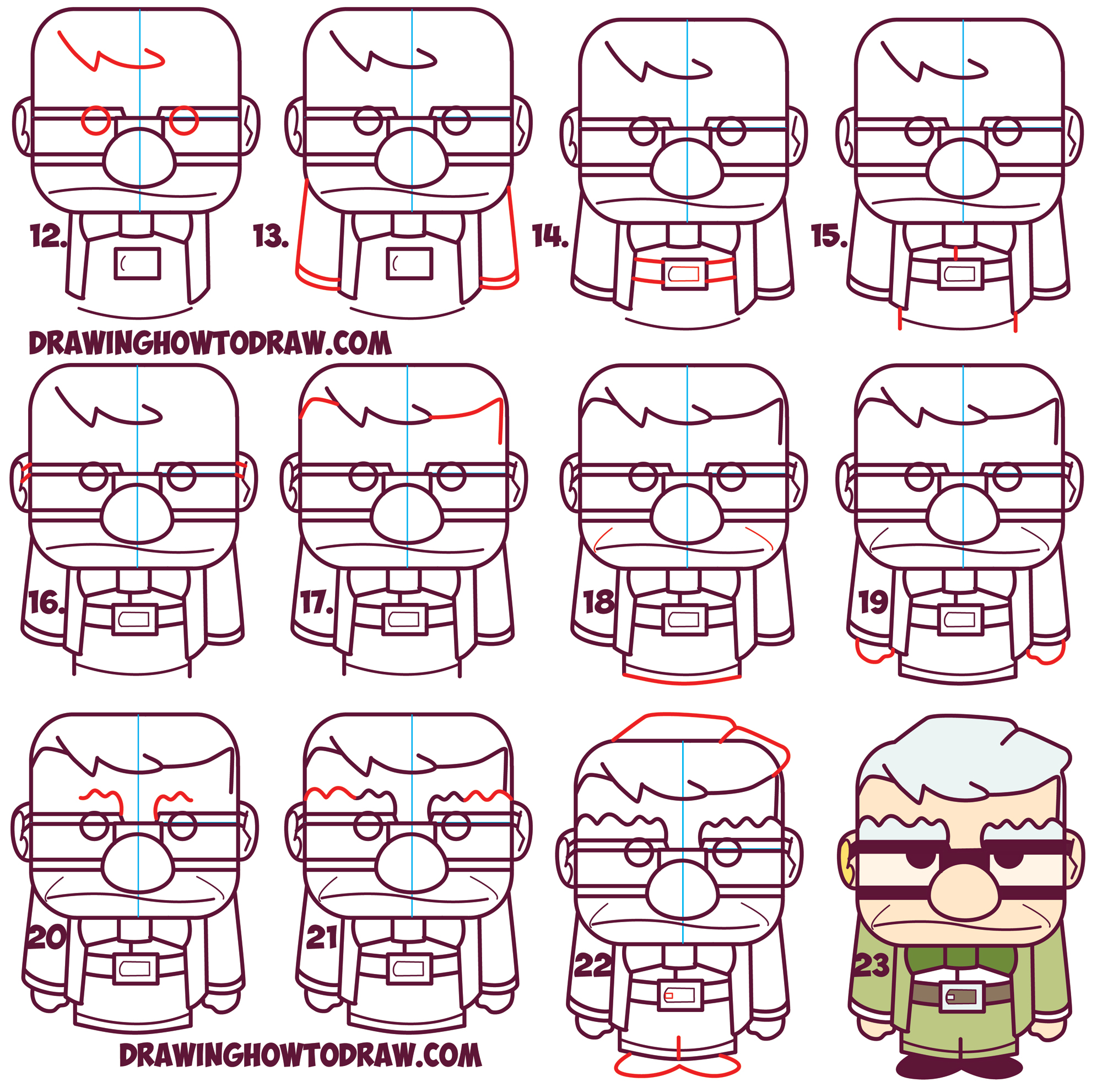 2000x1980 how to draw carl fredricksen the old man from pixar's up - Simple Old Man Drawing