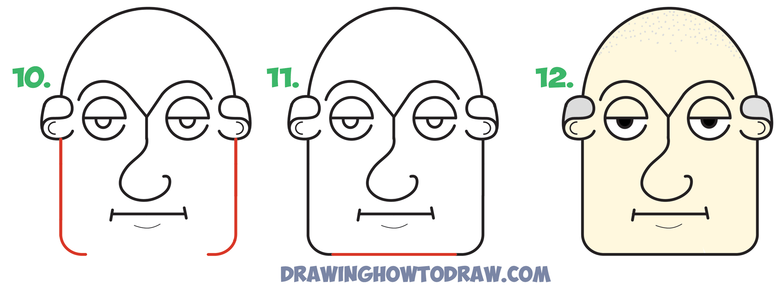 2500x917 How To Draw Old Man's Face Head From The Word Eyes In Easy - Simple Old Man Drawing