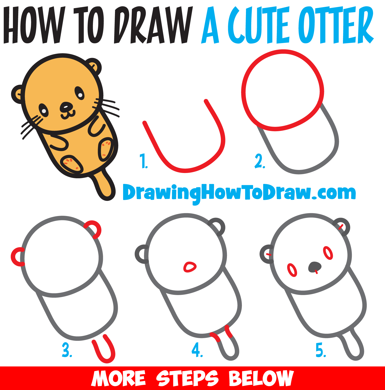 1520x1540 how to draw a cute kawaii cartoon otter floating down the river - Simple Otter Drawing