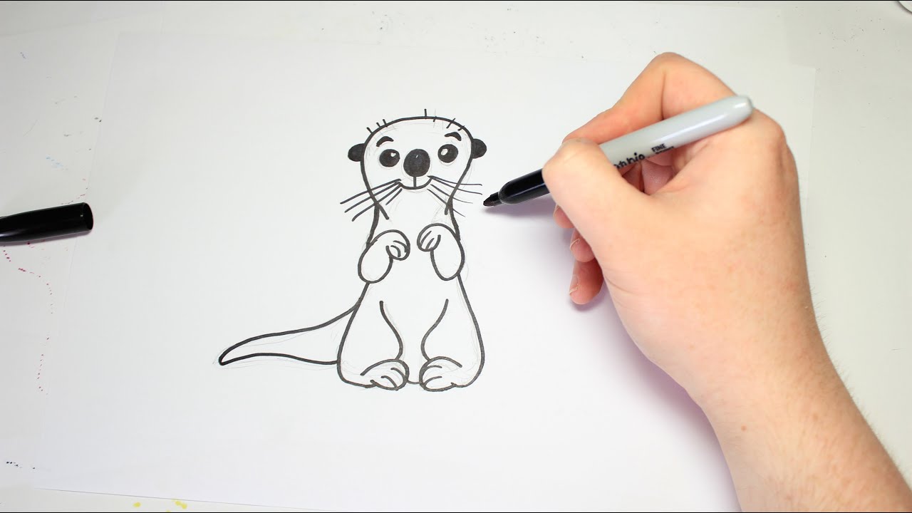 1280x720 Easy How To Draw A Otter From Finding Dory For Kids - Simple Otter Drawing