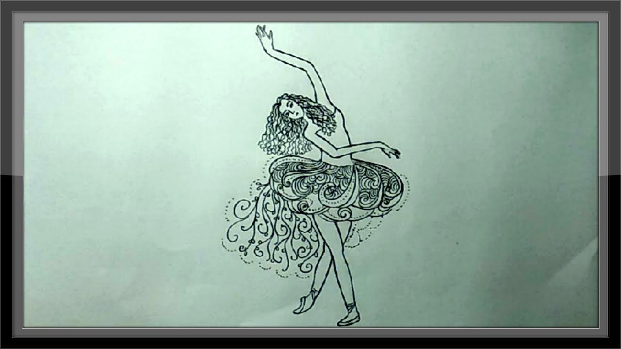 1280x720 Simple Pencil Drawing A Beautiful Dancing Girl Picture - Simple Pencil Drawings