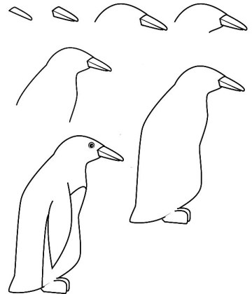360x420 Simple Penguin Drawing - Simple Penguin Drawing