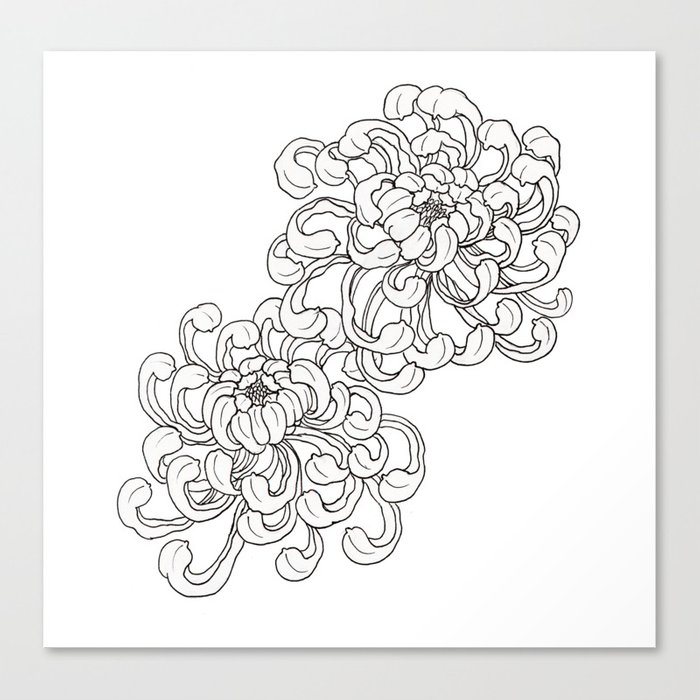 700x700 Simple Peony Canvas Print - Simple Peony Drawing