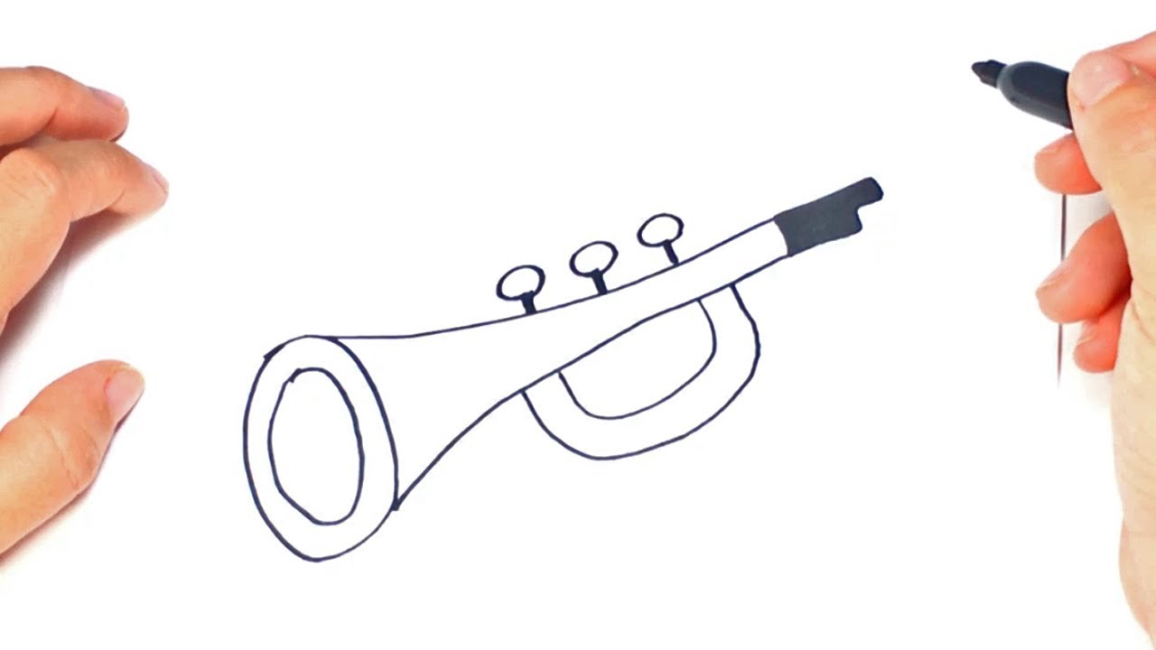 1280x720 how to draw a trumpet for kids trumpet easy draw tutorial - Simple Piano Drawing