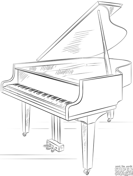 435x575 How To Draw A Grand Piano Step - Simple Piano Drawing