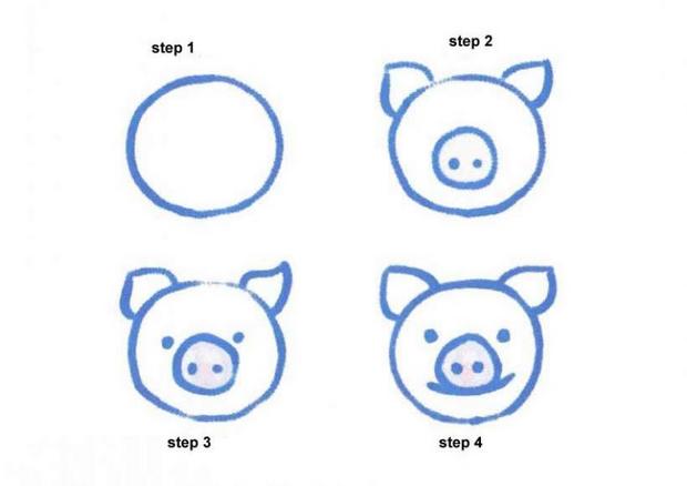620x438 How To Draw Pink Pig - Simple Pig Drawing