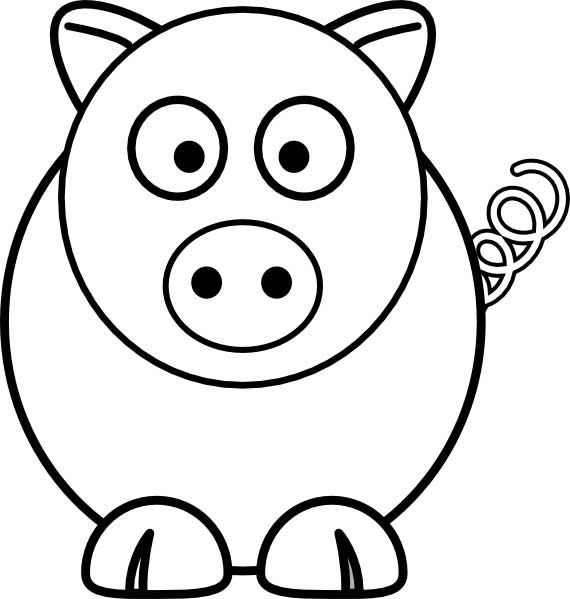 570x599 Simple Coloring Pages To Print Download Simple Pig Coloring - Simple Pig Drawing