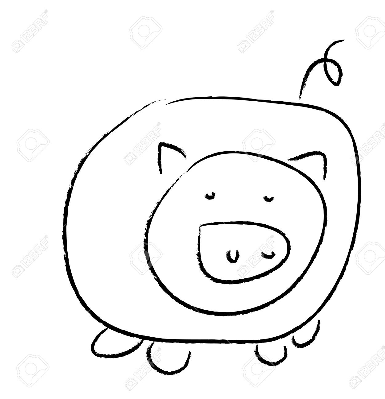 Simple Pig Drawing at PaintingValley.com | Explore collection of Simple ...