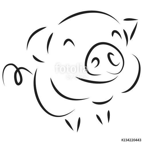 500x500 Drawing Of Cute Pig Illustration Simple Concept Zodiac Of Pig - Simple Pig Drawing