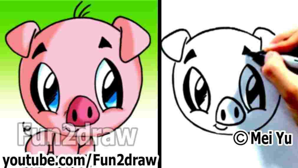 1011x569 Drawing To Draw A Simple Pig Steps With Pictures - Simple Pig Drawing