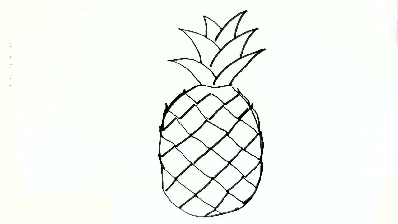 1280x720 How To Draw A Pineapple In Easy Steps For Children Beginners - Simple Pineapple Drawing