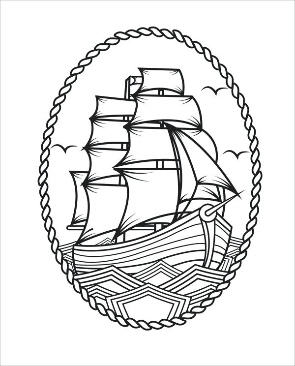 600x744 Pirate Ship Design - Simple Pirate Ship Drawing