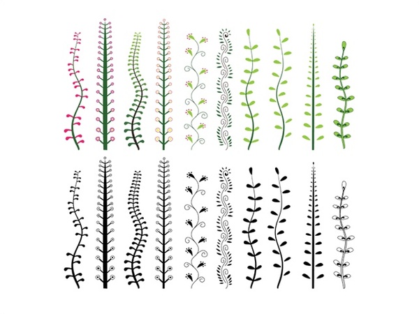 600x450 Decorative Plants Vector Illustration With Simple Style Free - Simple Plant Drawing