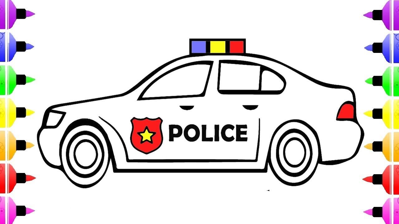 1280x720 how to draw police car coloring pages for kids and drawing - Simple Police Car Drawing