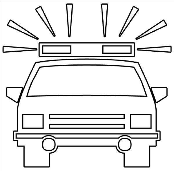 600x589 police car outline clip art - Simple Police Car Drawing