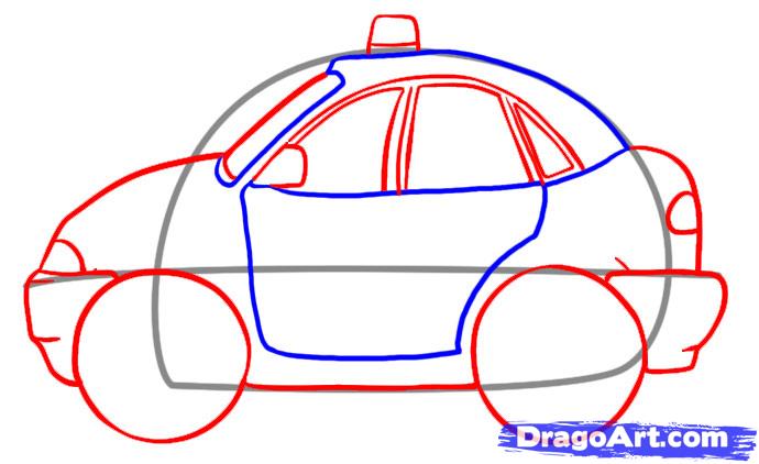 690x422 step how to draw a police car - Simple Police Car Drawing
