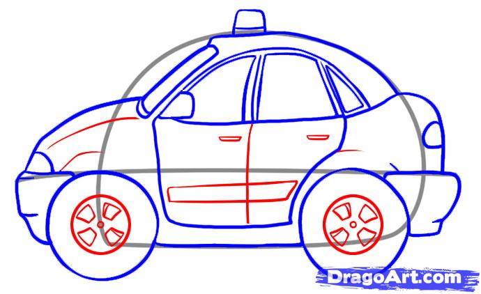 690x422 step how to draw a police car - Simple Police Car Drawing