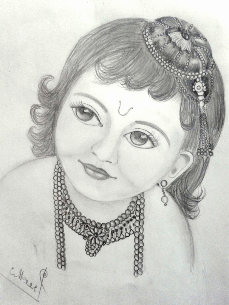 768x1024 pencil sketches of lord krishna portrait and sketch photo lord - Simple Portrait Drawing