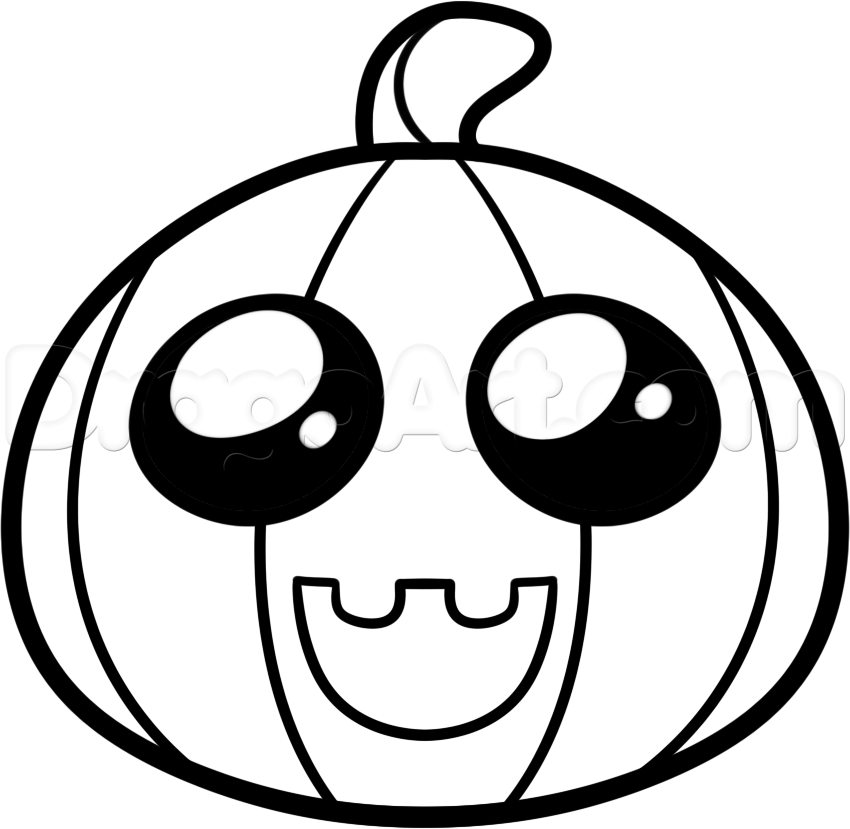 850x829 How To Draw A Cute Pumpkin, Step - Simple Pumpkin Drawing