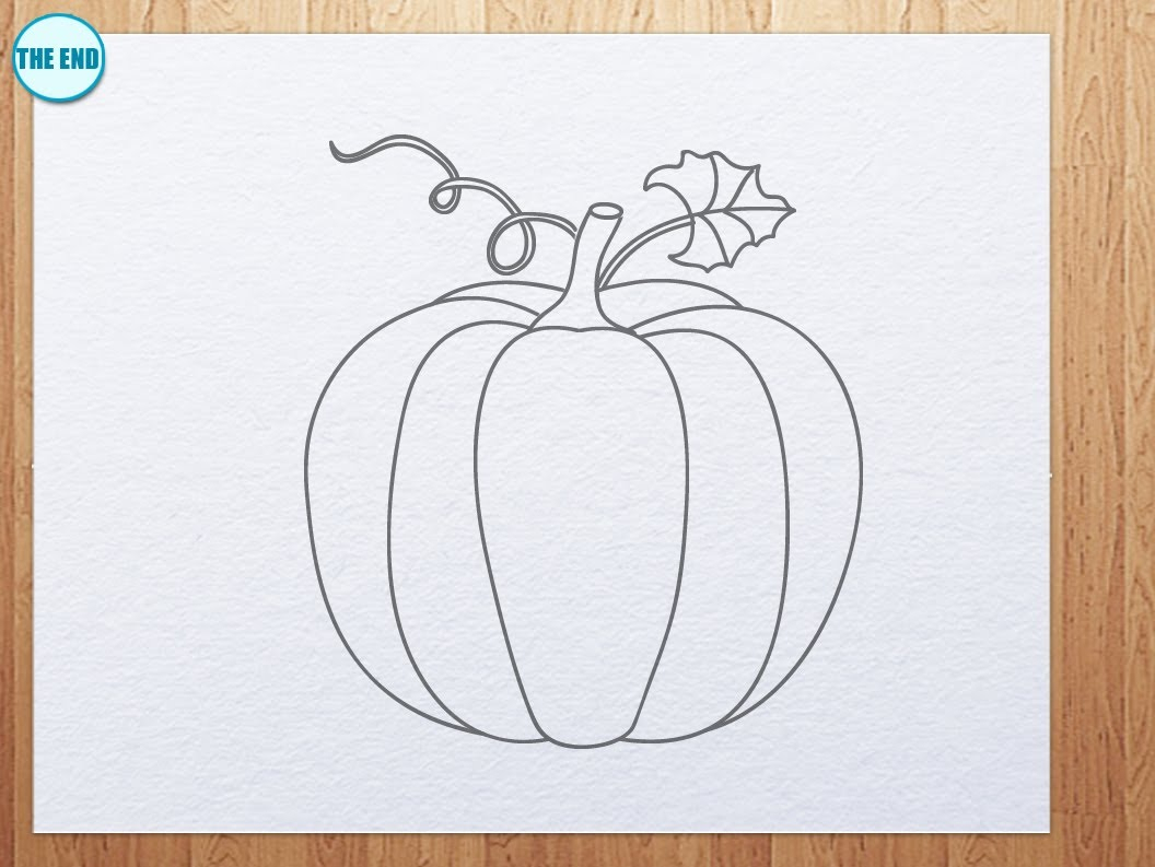 1056x793 Simple Pumpkin Drawing How To Draw Pumpkin - Simple Pumpkin Drawing
