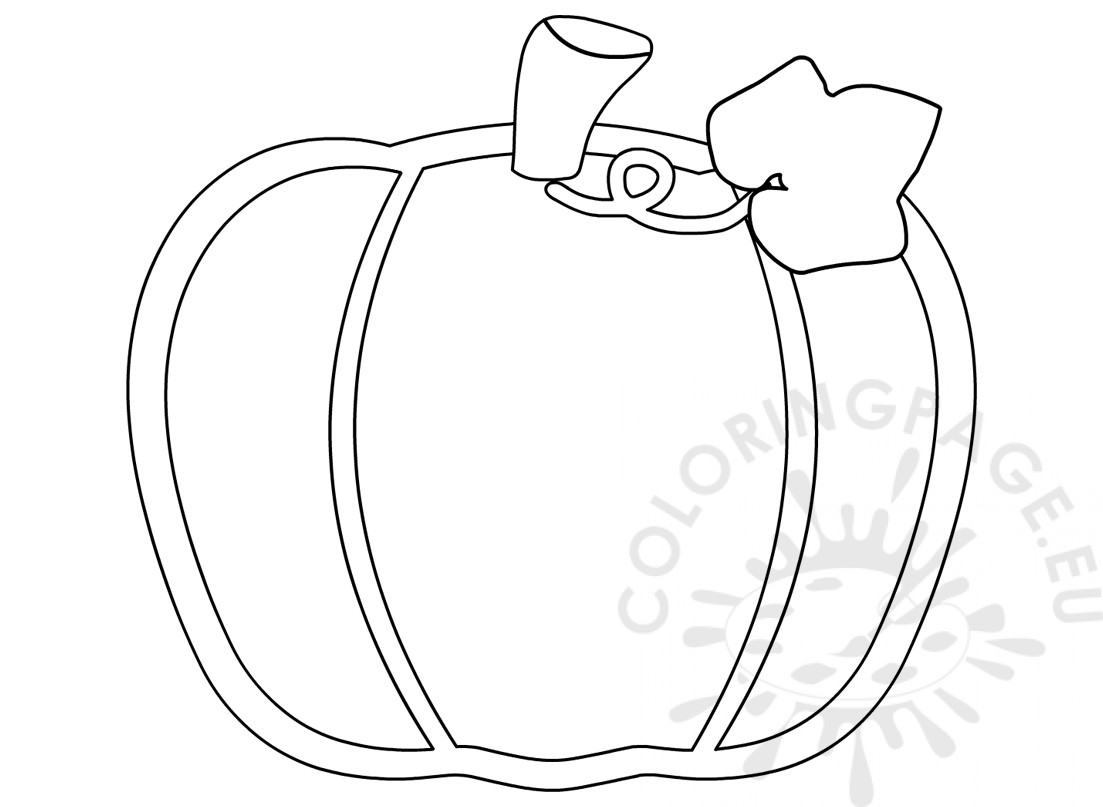 1103x807 Simple Pumpkin With Leaf Drawing Printable Coloring Page - Simple Pumpkin Drawing