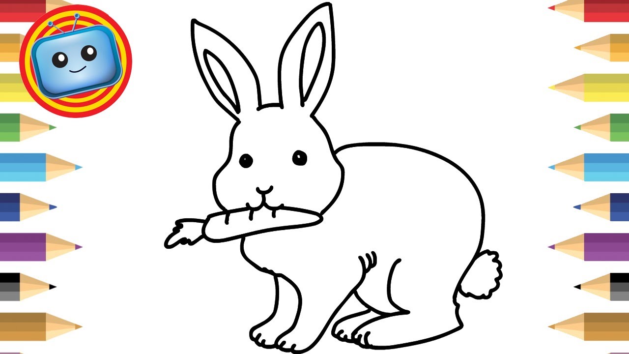 1280x720 How To Draw A Rabbit Colouring Book Simple Drawing Game - Simple Rabbit Drawing