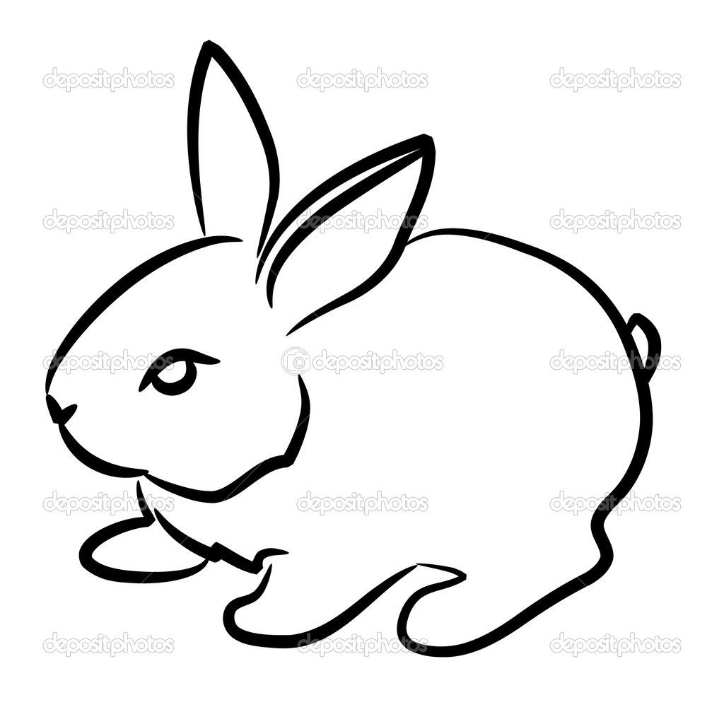 1024x1024 Easy Detsiled Rsbbut Drawing Rabbit, Beautiful, Cute, Contour - Simple Rabbit Drawing