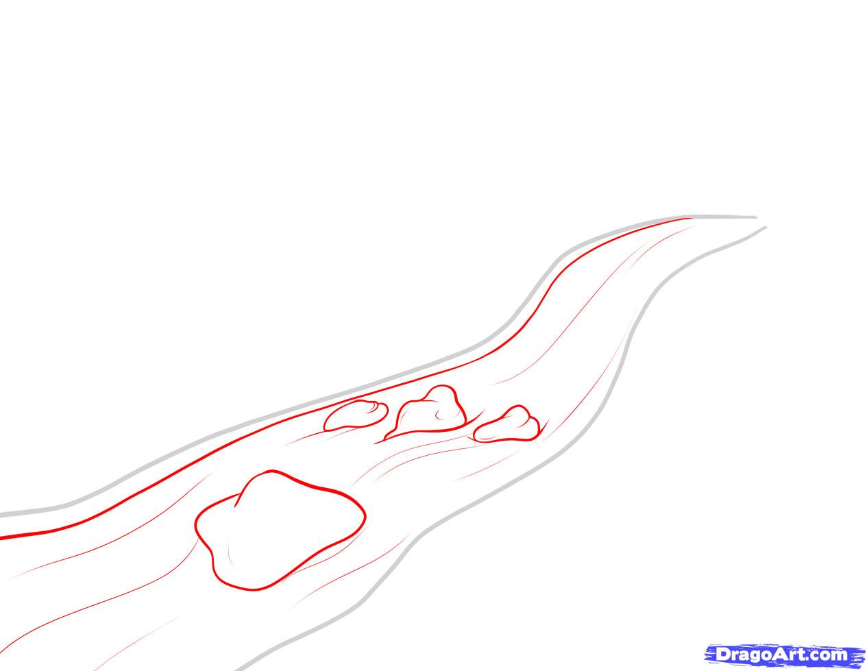 1265x979 How To Draw A River, Step - Simple River Drawing