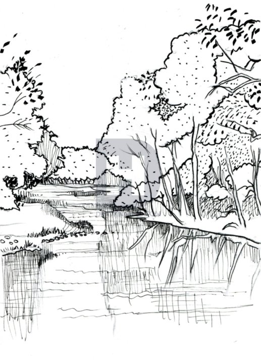 Simple River Drawing at PaintingValley.com | Explore collection of ...