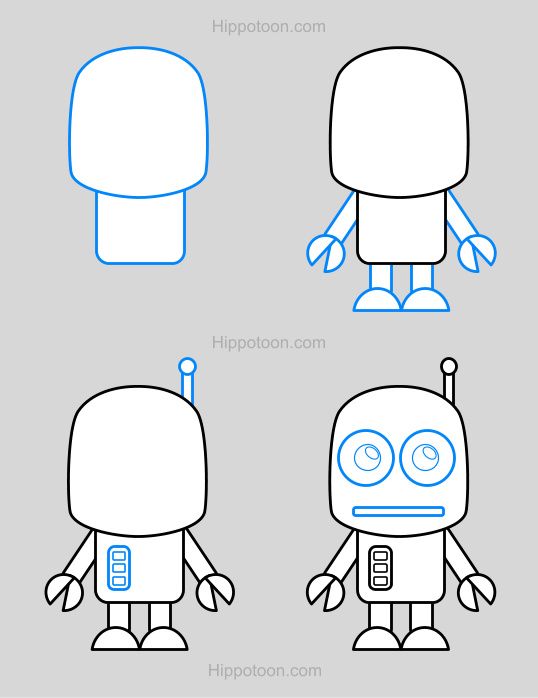 538x698 Simple Drawing Lesson On How To Draw A Robot Art Project - Simple Robot Drawing