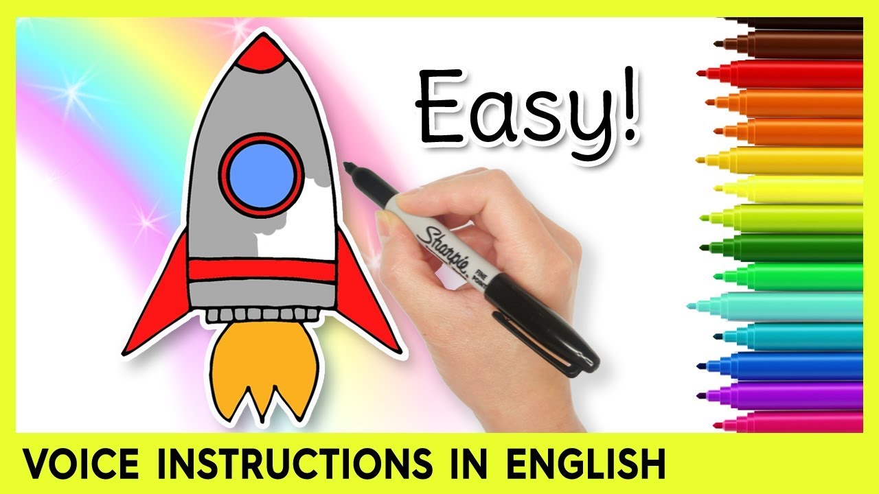 1280x720 How To Draw A Rocket Ship! Easy Learning Video For Kids - Simple Rocket Drawing