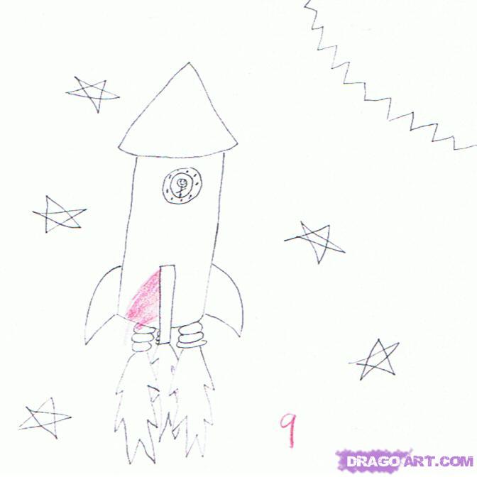 672x672 How To Draw A Rocket Ship, Step - Simple Rocket Drawing