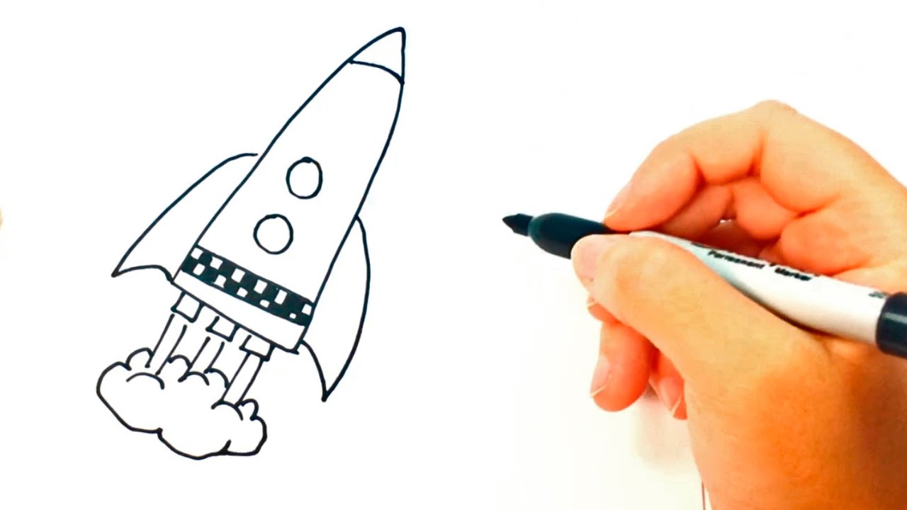 1280x720 how to draw a space rocket space rocket easy draw tutorial - Simple Rocket Drawing