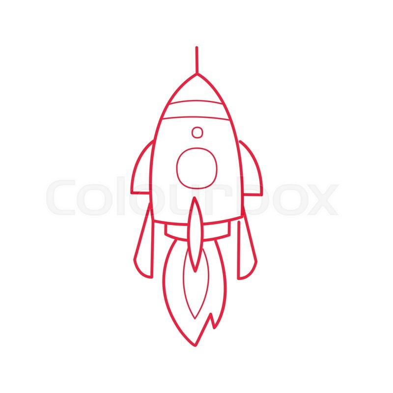800x800 Rocket Ship Simple Contour Drawing Stock Vector Colourbox - Simple Rocket Drawing