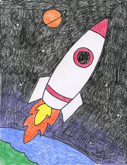 538x700 Draw A Rocket Art Projects For Kids - Simple Rocket Drawing