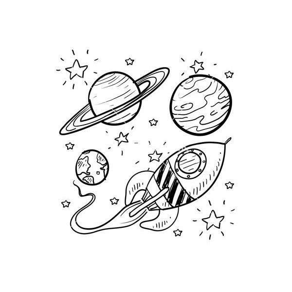 600x600 doodle space planets rocket ship stars explore vector liked - Simple Rocket Ship Drawing