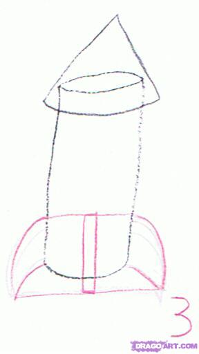 288x512 how to draw a rocket ship, step - Simple Rocket Ship Drawing