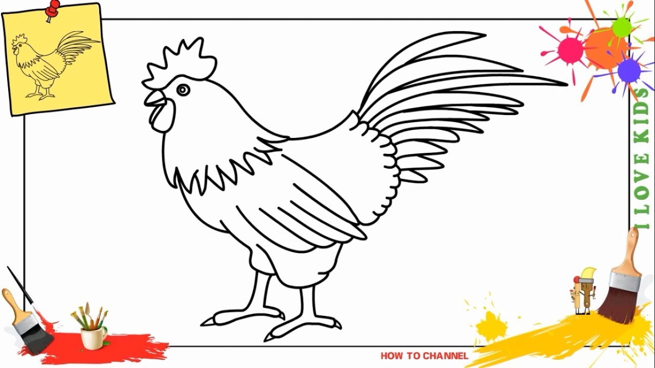 1280x720 How To Draw A Chicken - Simple Rooster Drawing