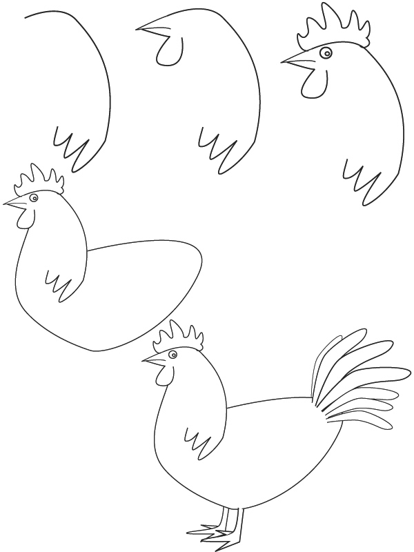 600x800 Drawing Rooster - Simple Rooster Drawing