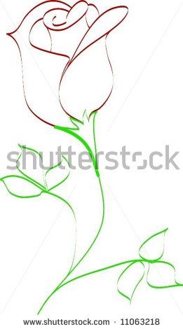 261x470 simple line tattoo simple line drawing of rose bud stock vector - Simple Rose Bud Drawing